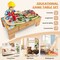 Natural Double-Sided Train Table with 100-Piece Wooden Set for Age 3+
